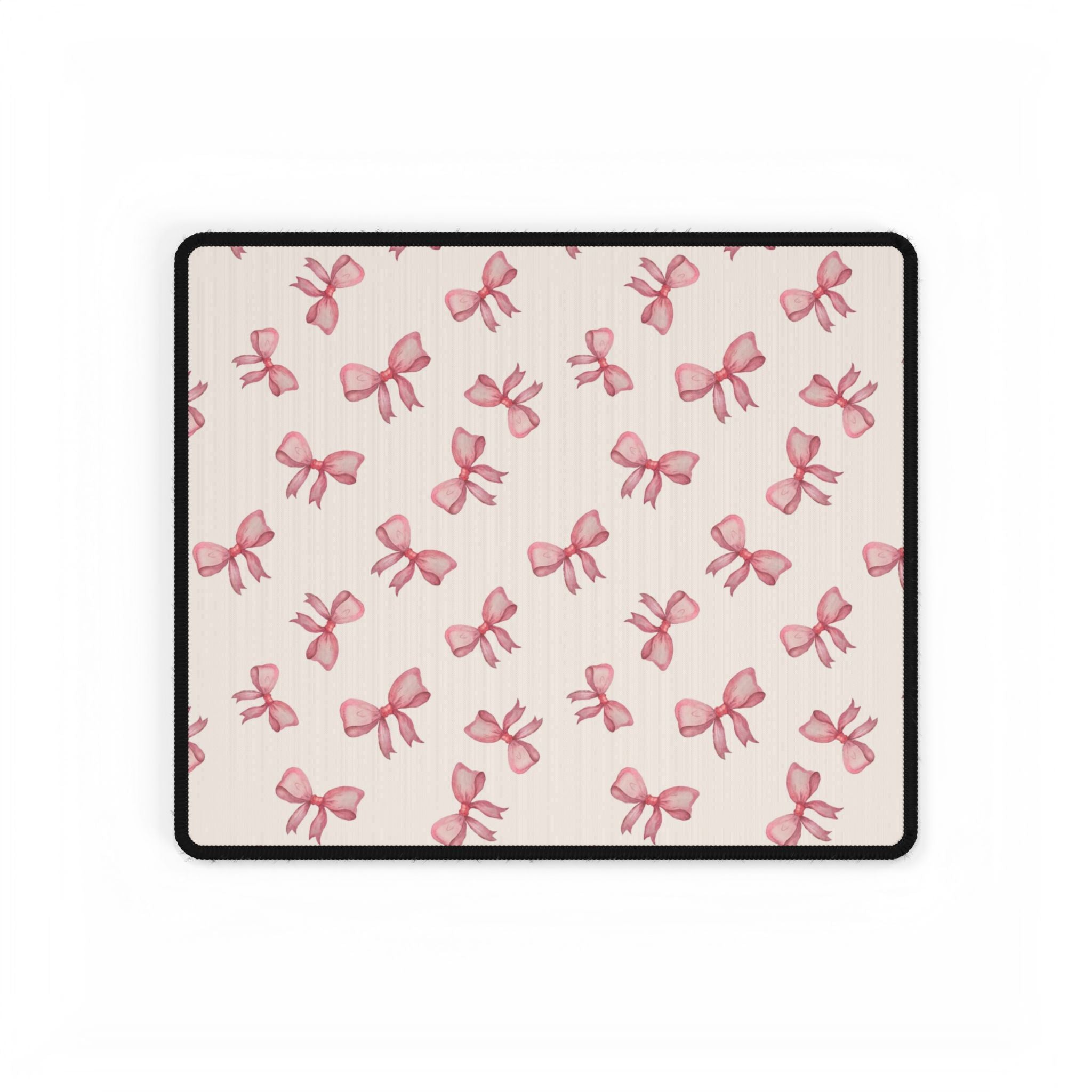 Pink Bow Pattern Desk Mat — Cute Feminine Mouse Pad Surface