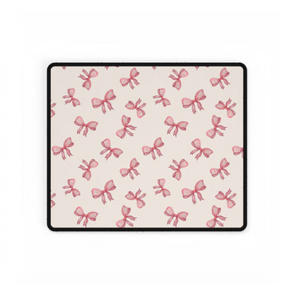 Pink Bow Pattern Desk Mat — Cute Feminine Mouse Pad Surface