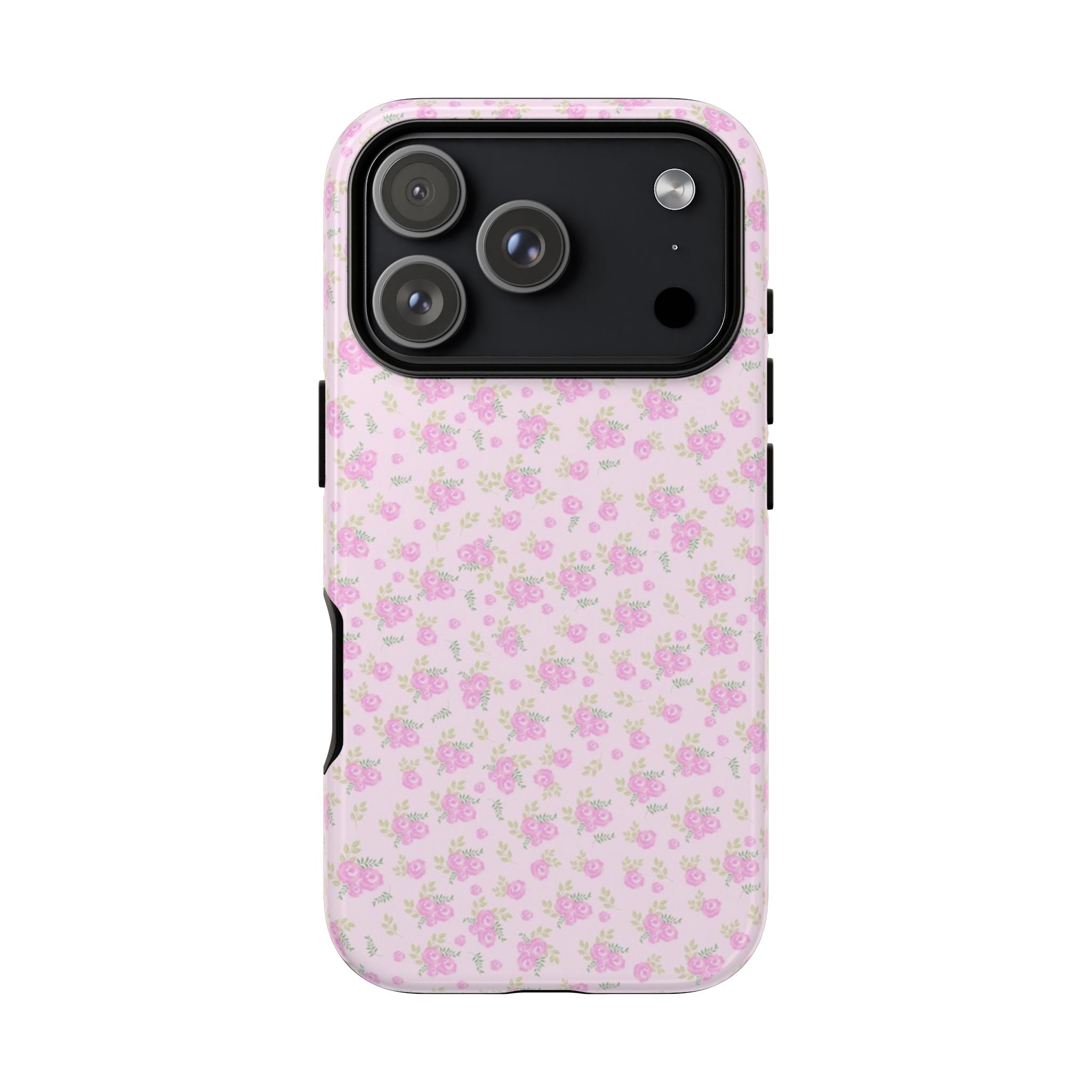 Pink Floral Tough Phone Case — Cute Pastel Protective Cover