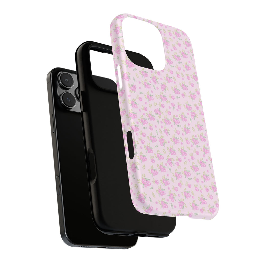 Pink Floral Tough Phone Case — Cute Pastel Protective Cover