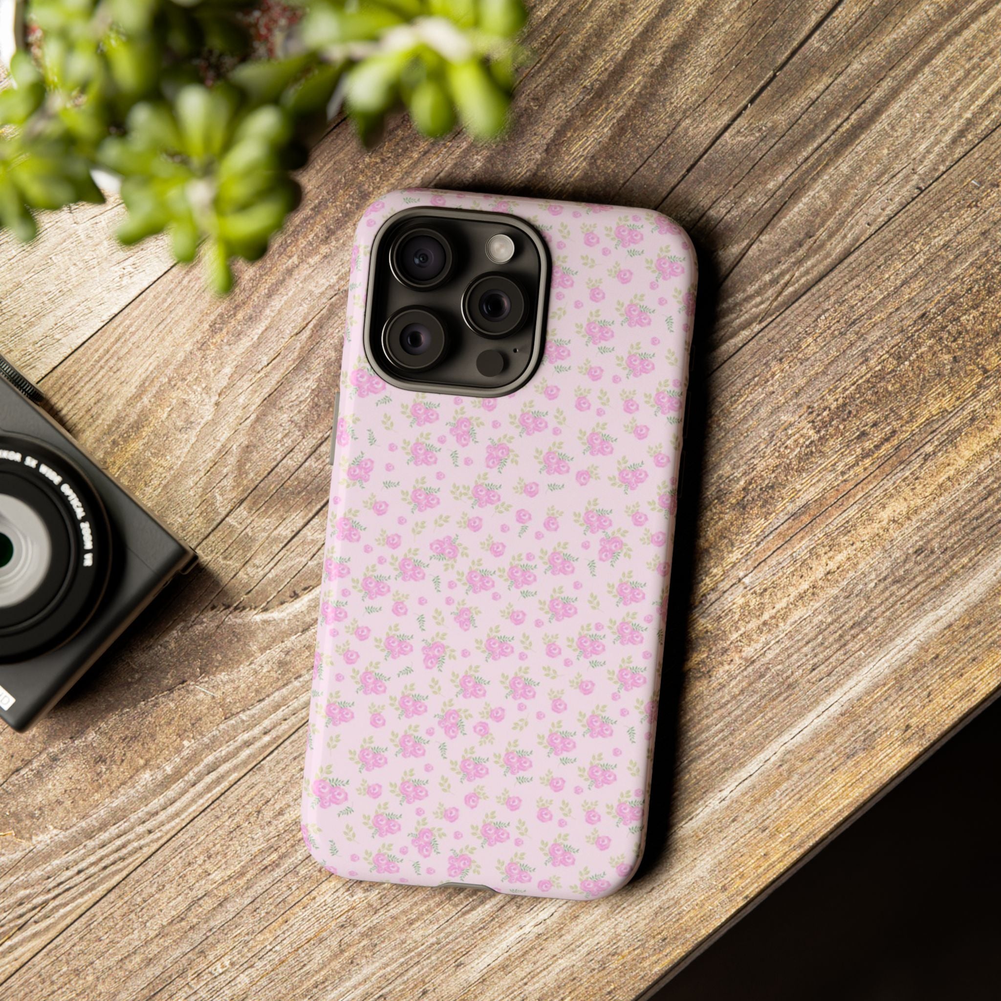 Pink Floral Tough Phone Case — Cute Pastel Protective Cover