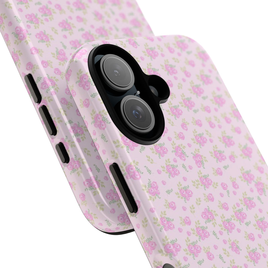 Pink Floral Tough Phone Case — Cute Pastel Protective Cover