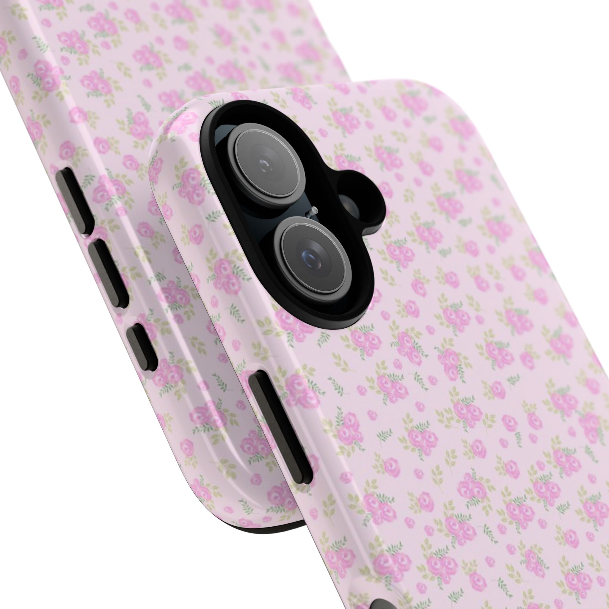 Pink Floral Tough Phone Case — Cute Pastel Protective Cover