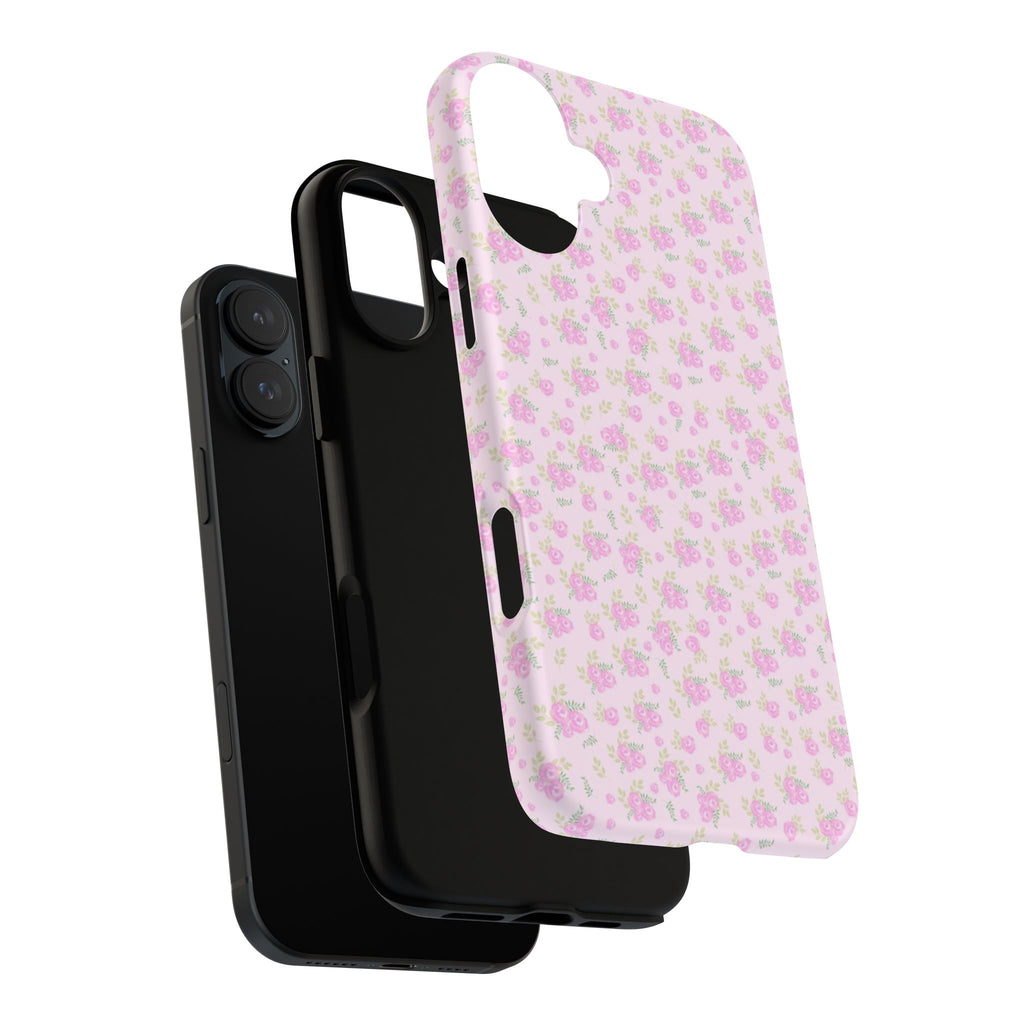 Pink Floral Tough Phone Case — Cute Pastel Protective Cover