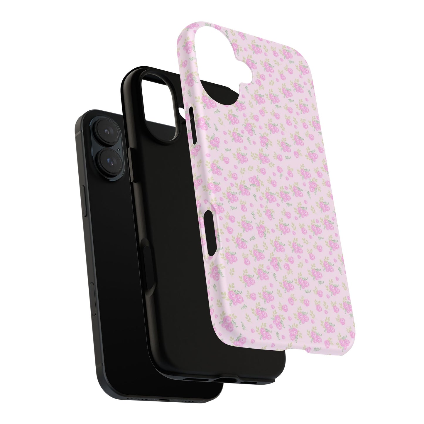 Pink Floral Tough Phone Case — Cute Pastel Protective Cover