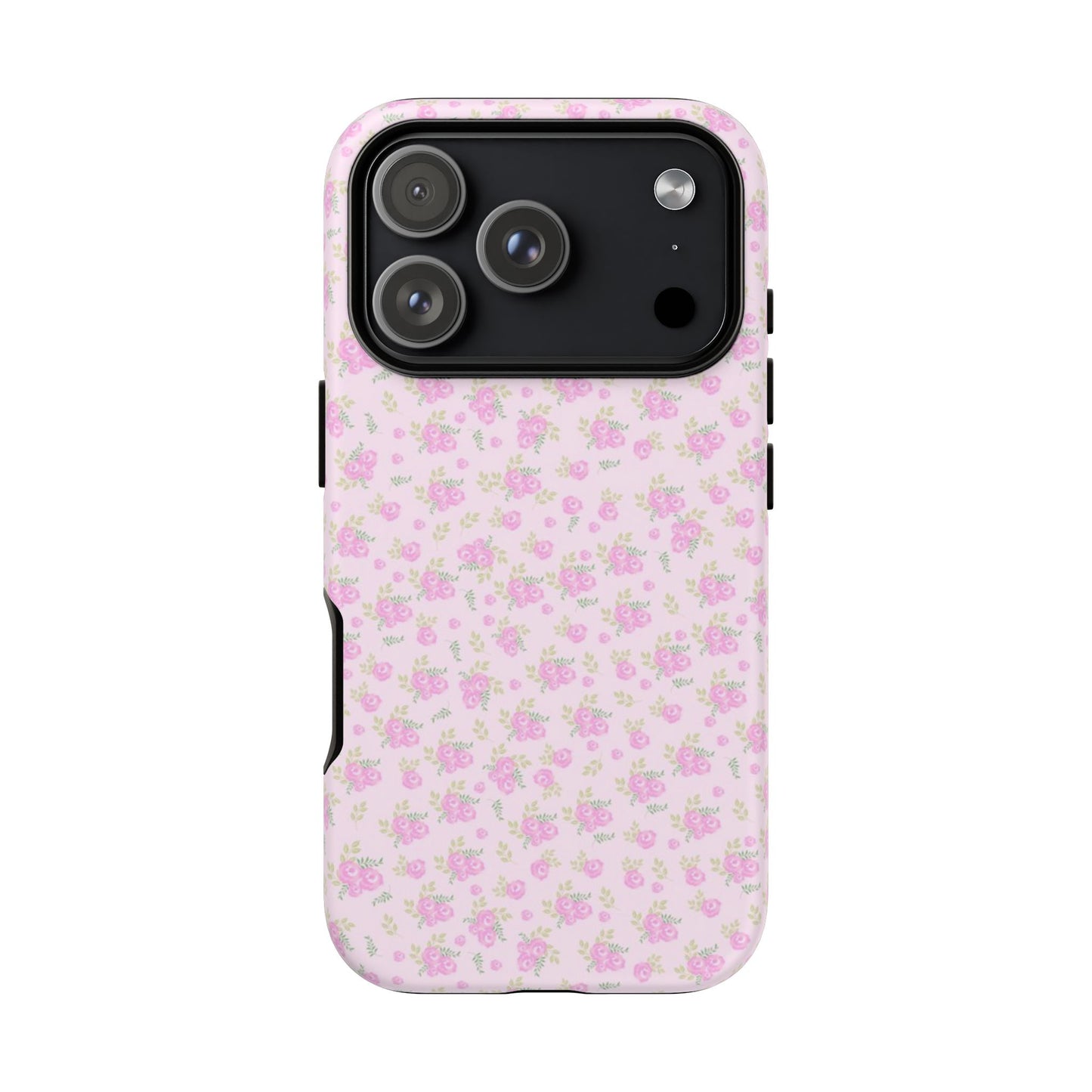 Pink Floral Tough Phone Case — Cute Pastel Protective Cover