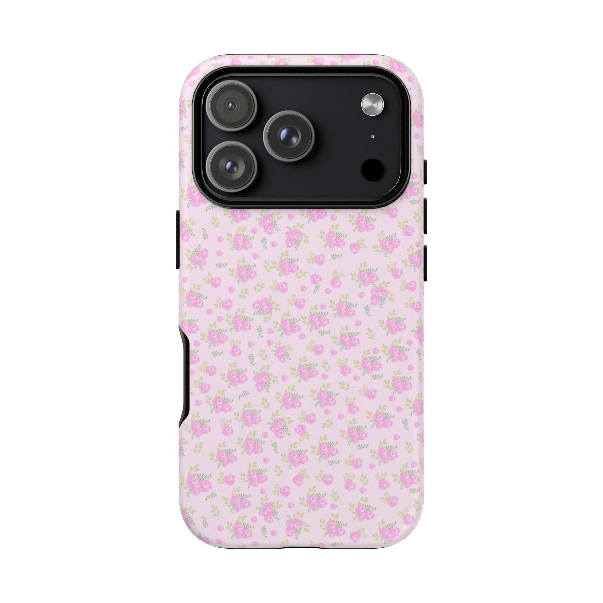 Pink Floral Tough Phone Case — Cute Pastel Protective Cover