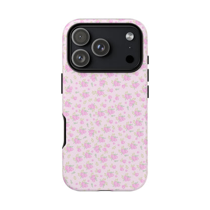 Pink Floral Tough Phone Case — Cute Pastel Protective Cover