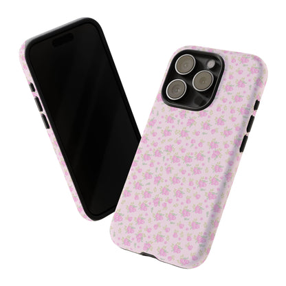 Pink Floral Tough Phone Case — Cute Pastel Protective Cover