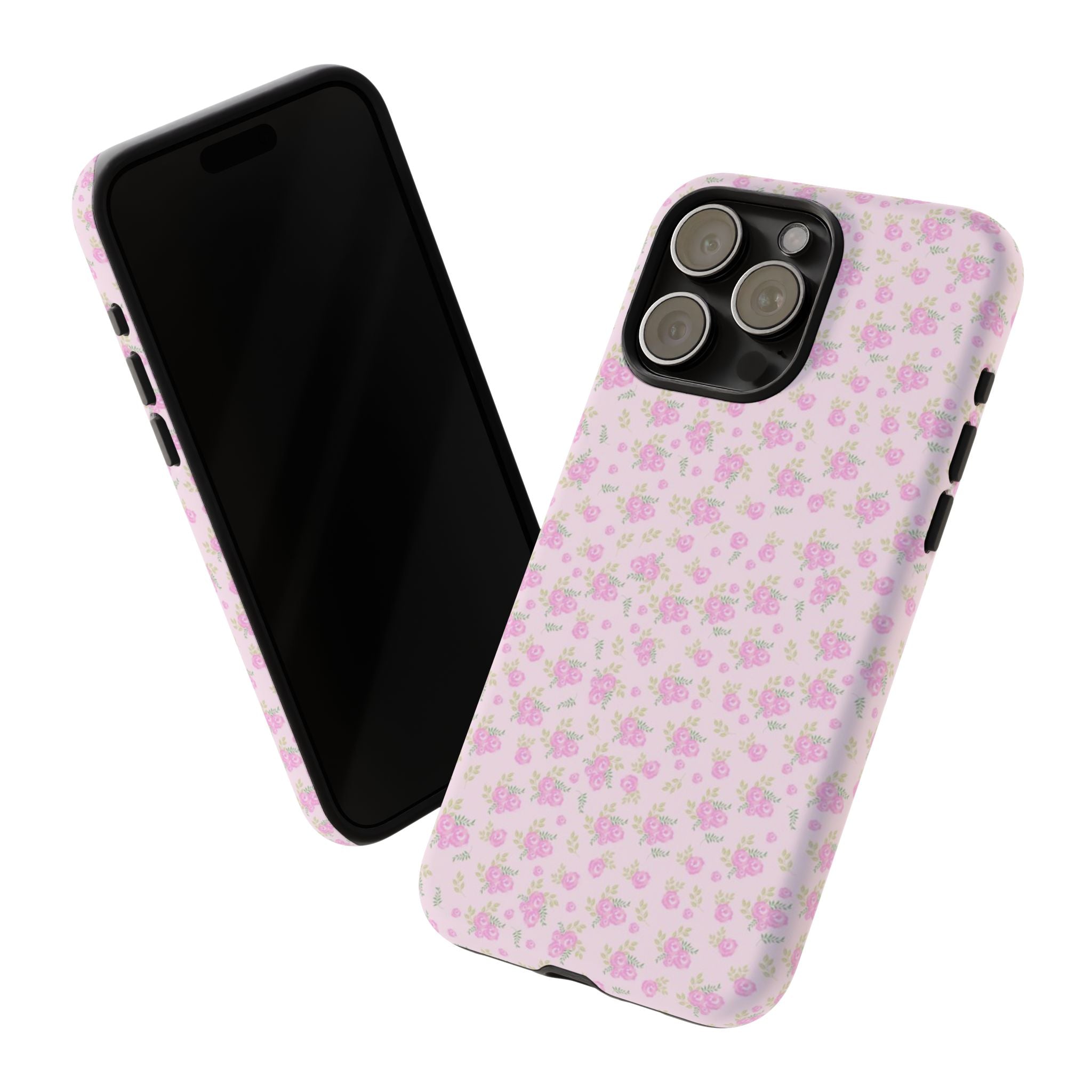 Pink Floral Tough Phone Case — Cute Pastel Protective Cover