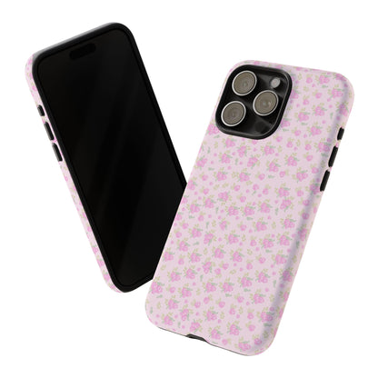 Pink Floral Tough Phone Case — Cute Pastel Protective Cover