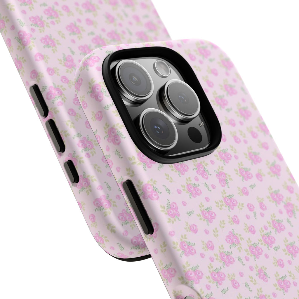 Pink Floral Tough Phone Case — Cute Pastel Protective Cover