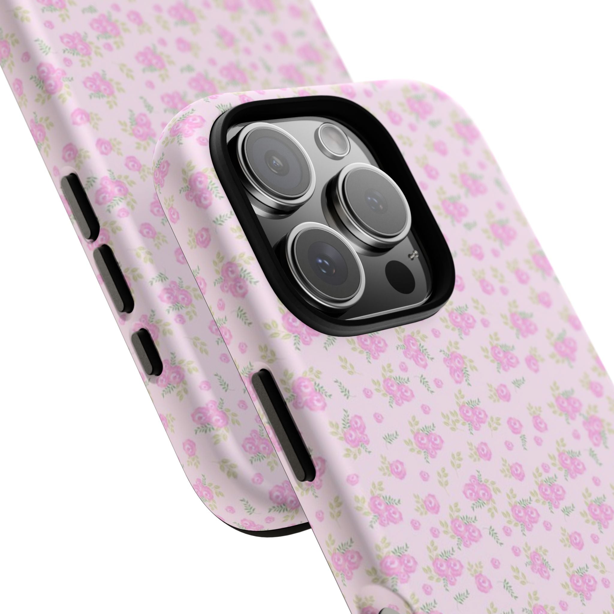 Pink Floral Tough Phone Case — Cute Pastel Protective Cover