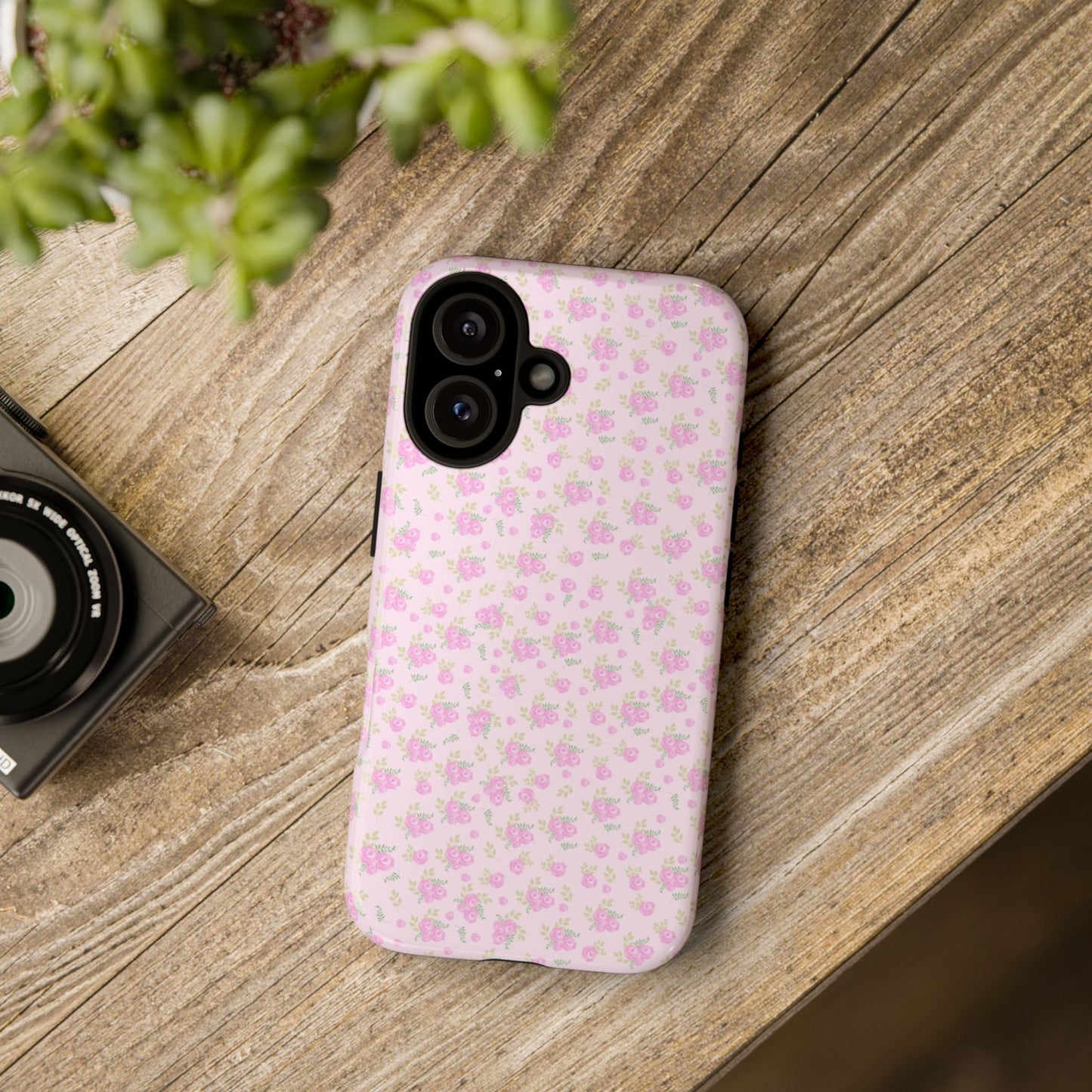 Pink Floral Tough Phone Case — Cute Pastel Protective Cover