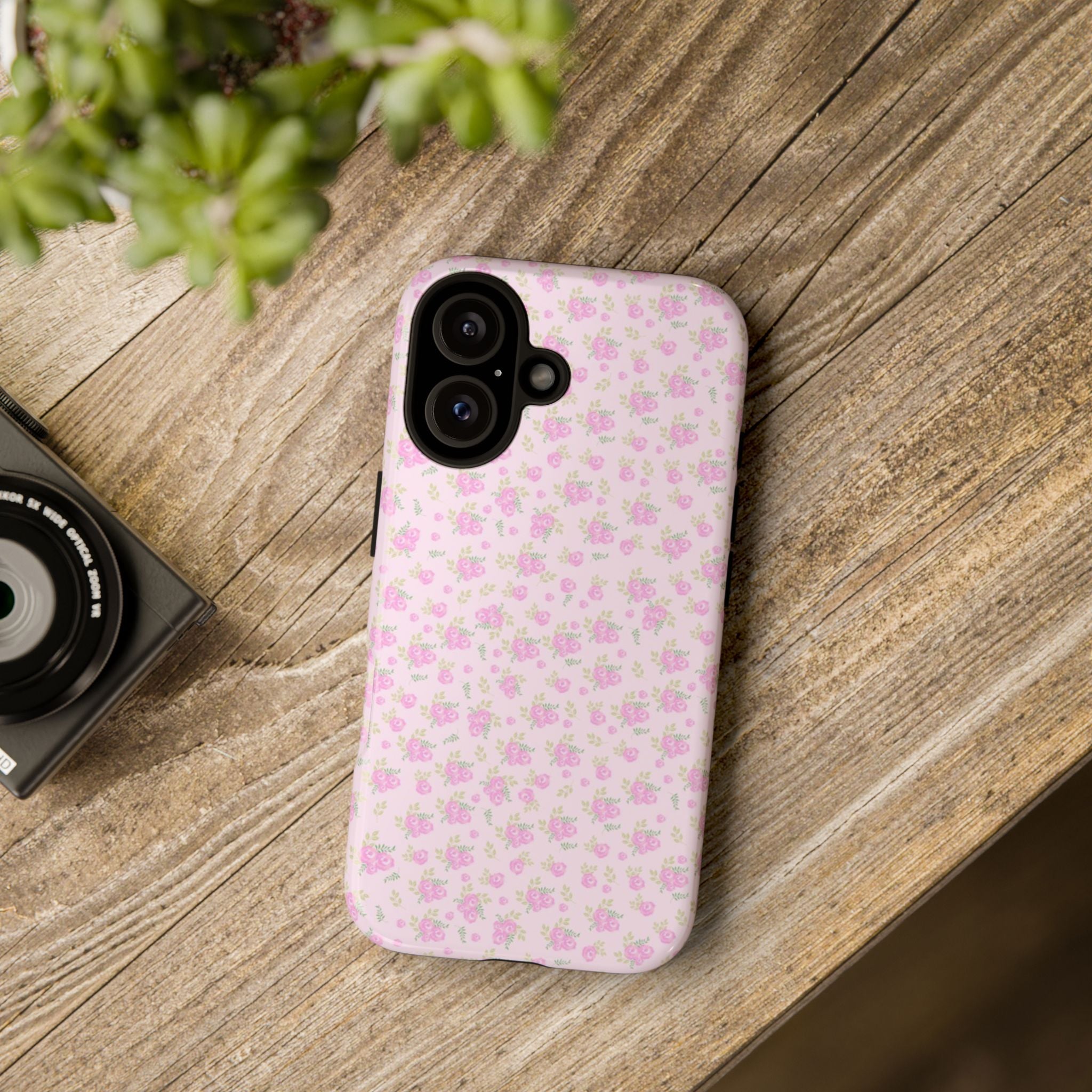 Pink Floral Tough Phone Case — Cute Pastel Protective Cover