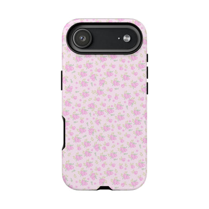 Pink Floral Tough Phone Case — Cute Pastel Protective Cover