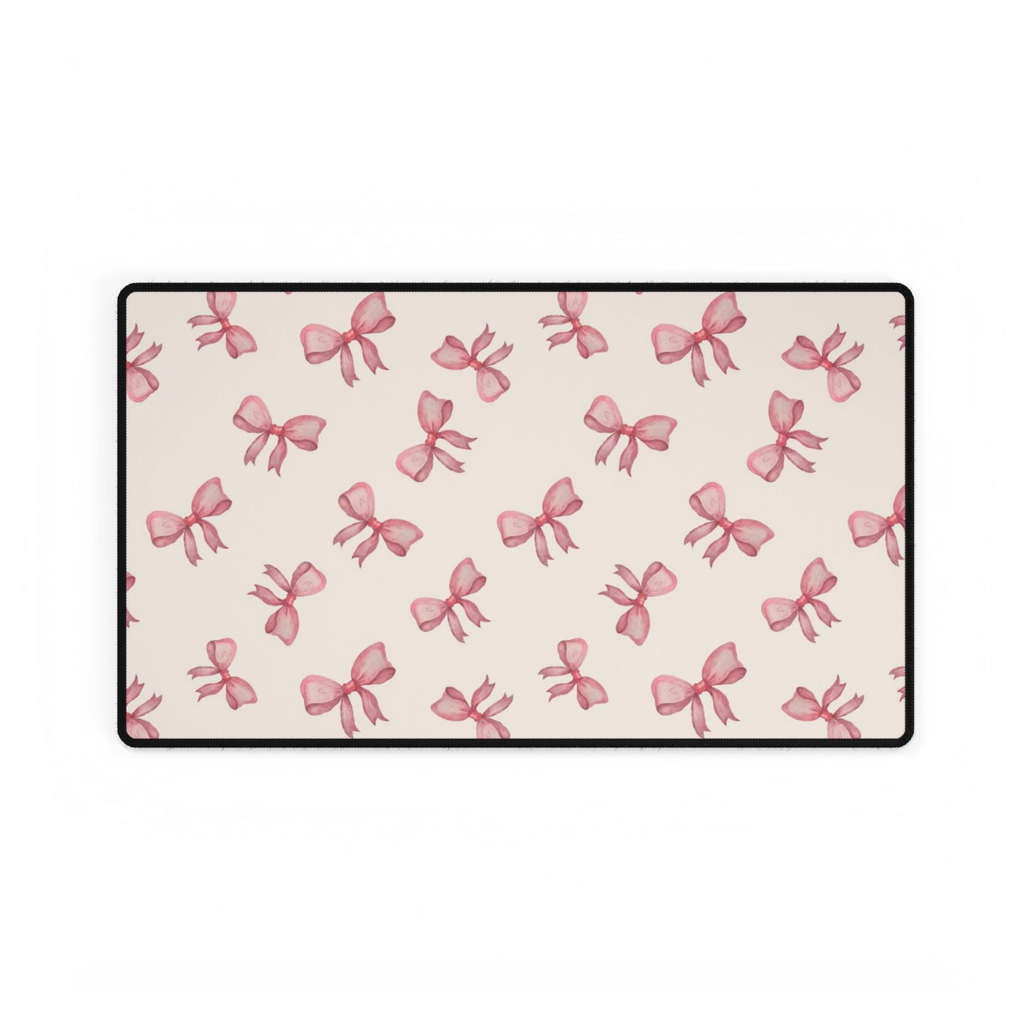 Pink Bow Pattern Desk Mat — Cute Feminine Mouse Pad Surface