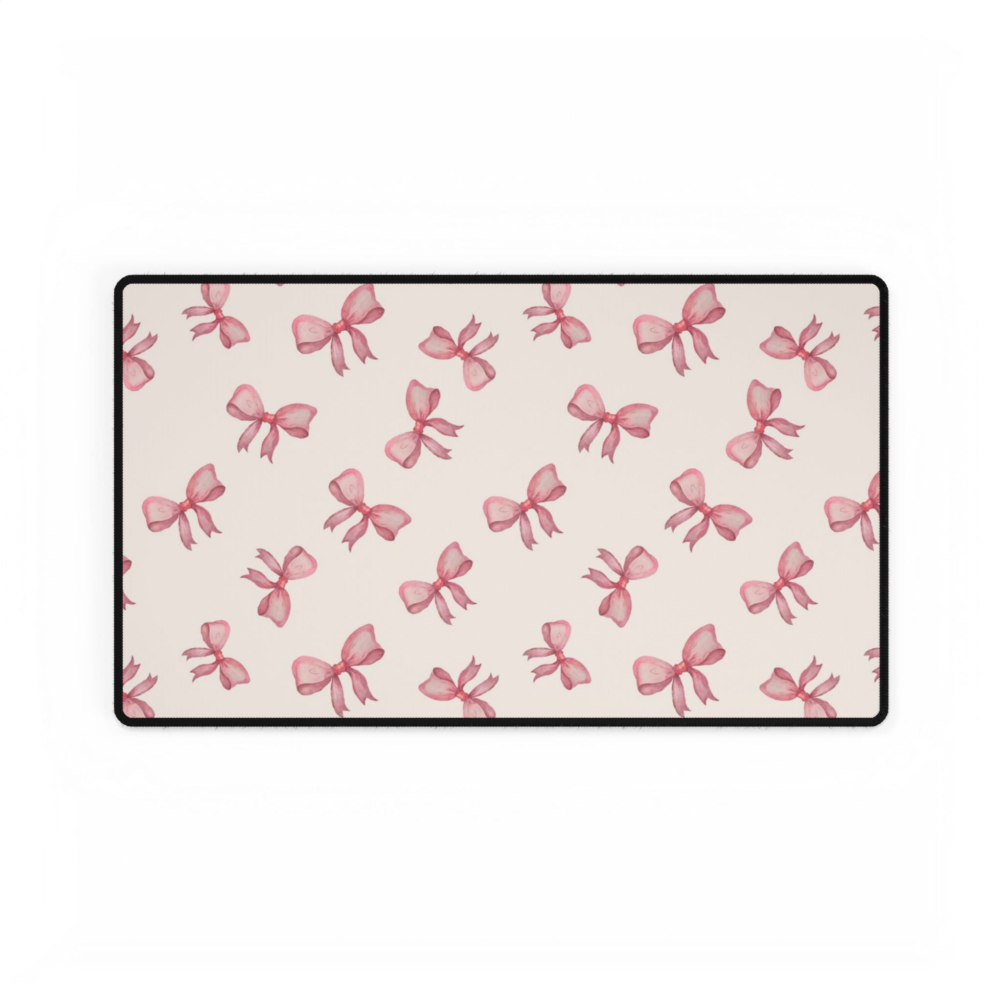 Pink Bow Pattern Desk Mat — Cute Feminine Mouse Pad Surface