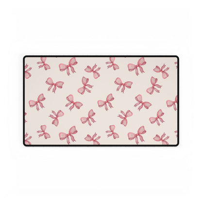 Pink Bow Pattern Desk Mat — Cute Feminine Mouse Pad Surface