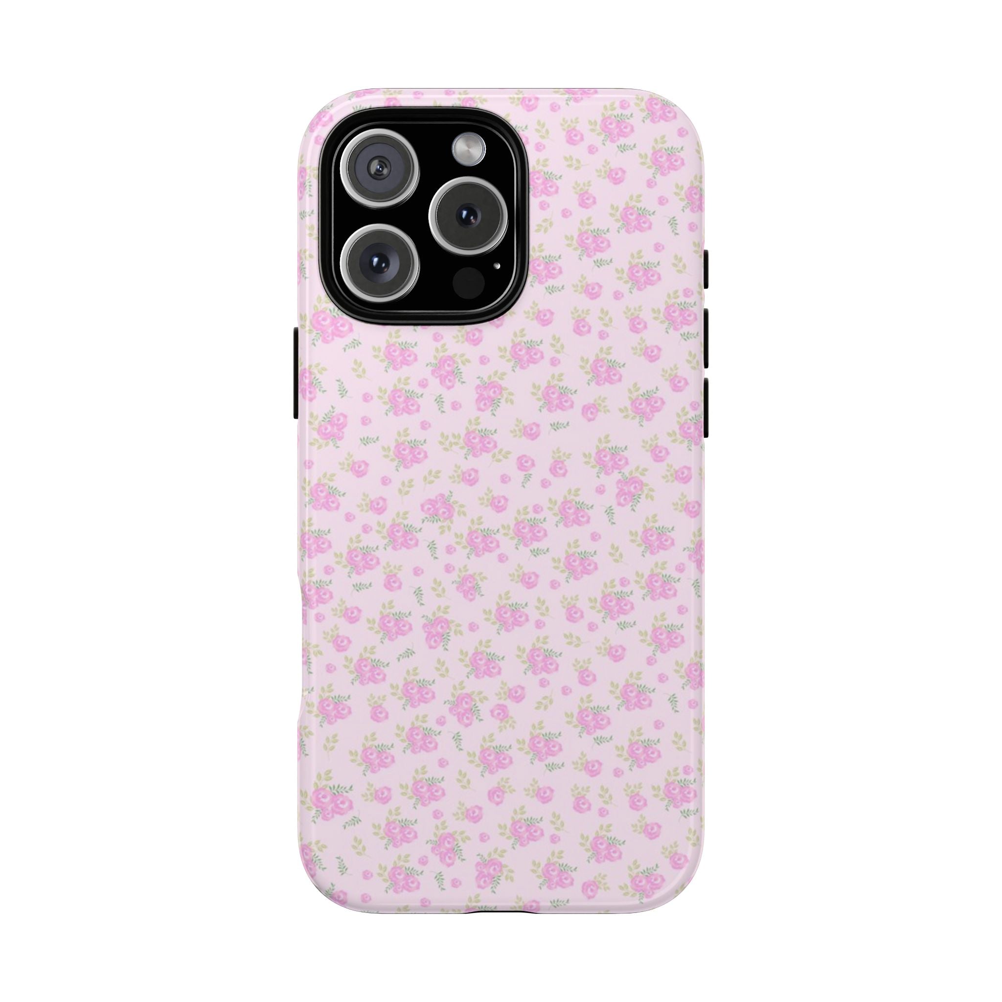 Pink Floral Tough Phone Case — Cute Pastel Protective Cover