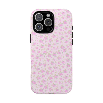 Pink Floral Tough Phone Case — Cute Pastel Protective Cover