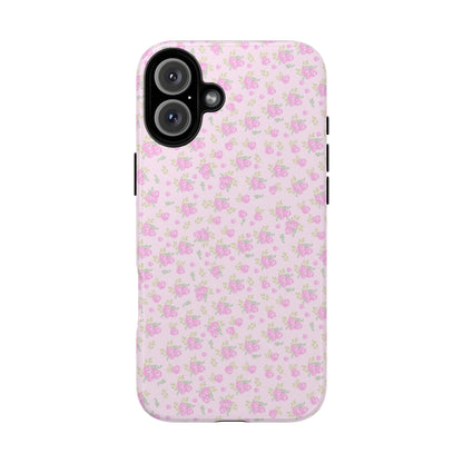 Pink Floral Tough Phone Case — Cute Pastel Protective Cover