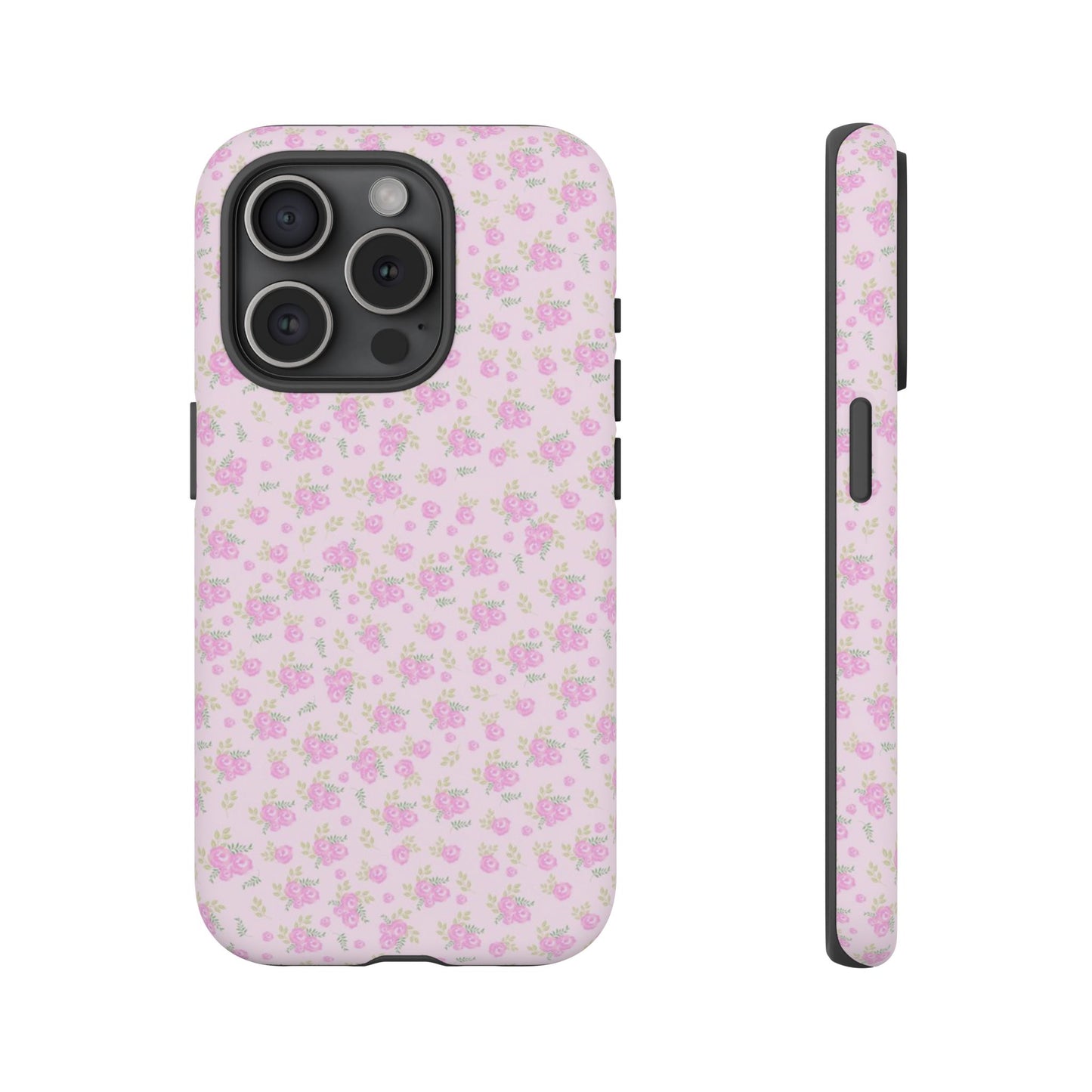 Pink Floral Tough Phone Case — Cute Pastel Protective Cover