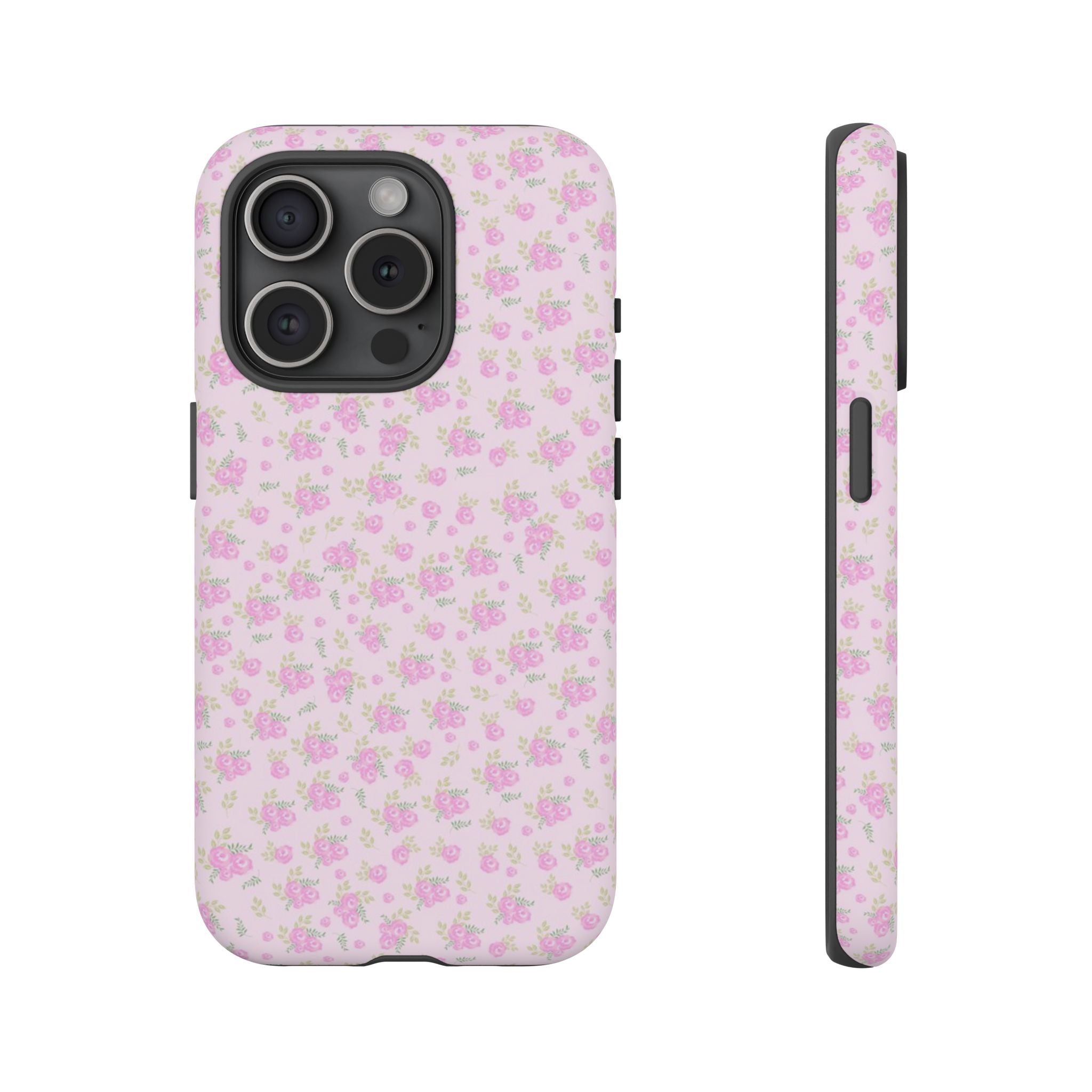 Pink Floral Tough Phone Case — Cute Pastel Protective Cover