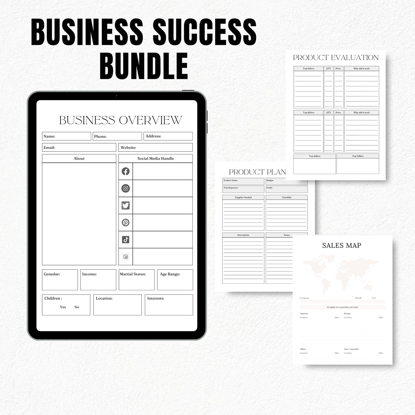 Ultimate Business Planner Bundle | Small Business, Shopify, Etsy, Product Launch & Side Hustle Printables