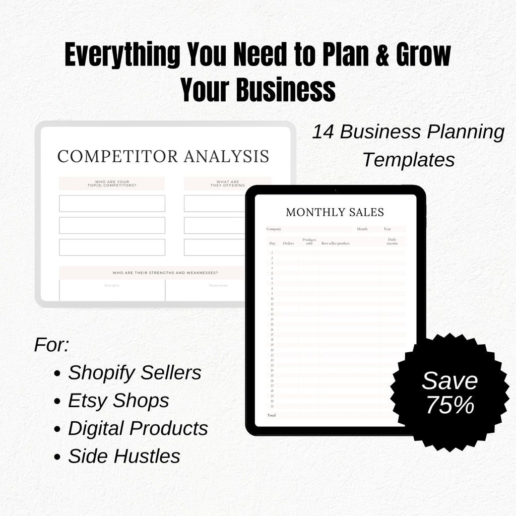 Ultimate Business Planner Bundle | Small Business, Shopify, Etsy, Product Launch & Side Hustle Printables