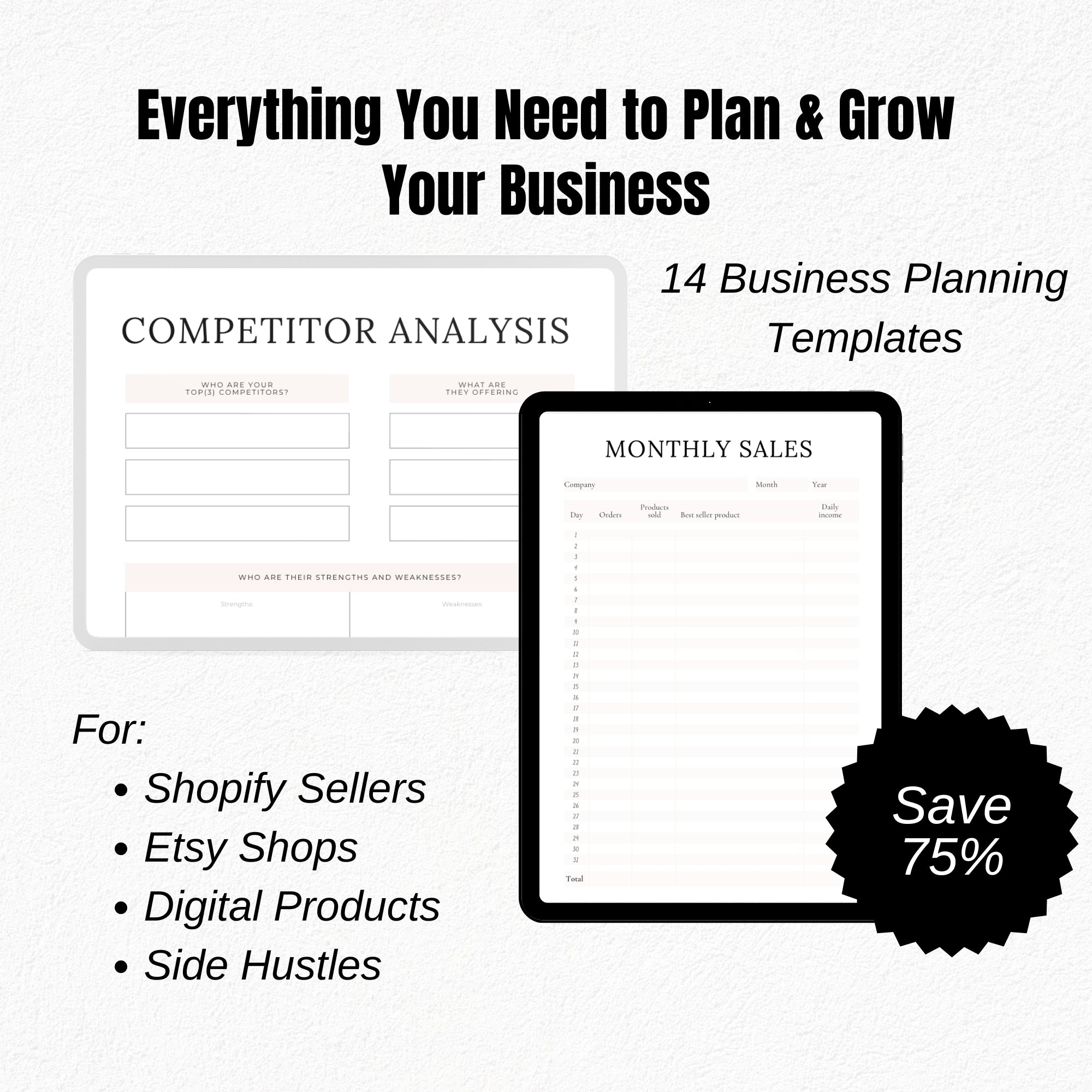 Ultimate Business Planner Bundle | Small Business, Shopify, Etsy, Product Launch & Side Hustle Printables