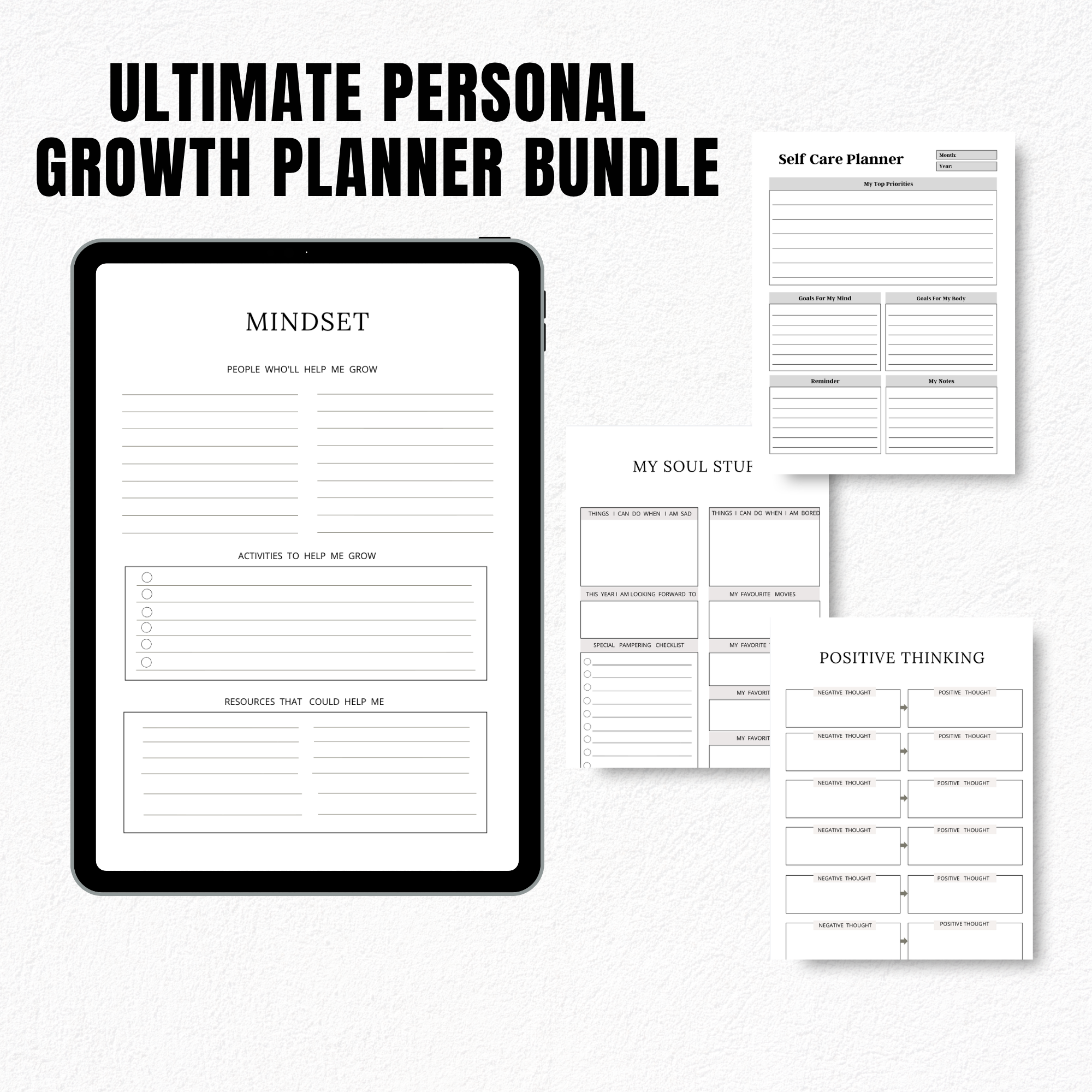 Ultimate Personal Growth Planner Bundle | Self Care, Self Love, Confidence, Goal Setting & Wellness Printables