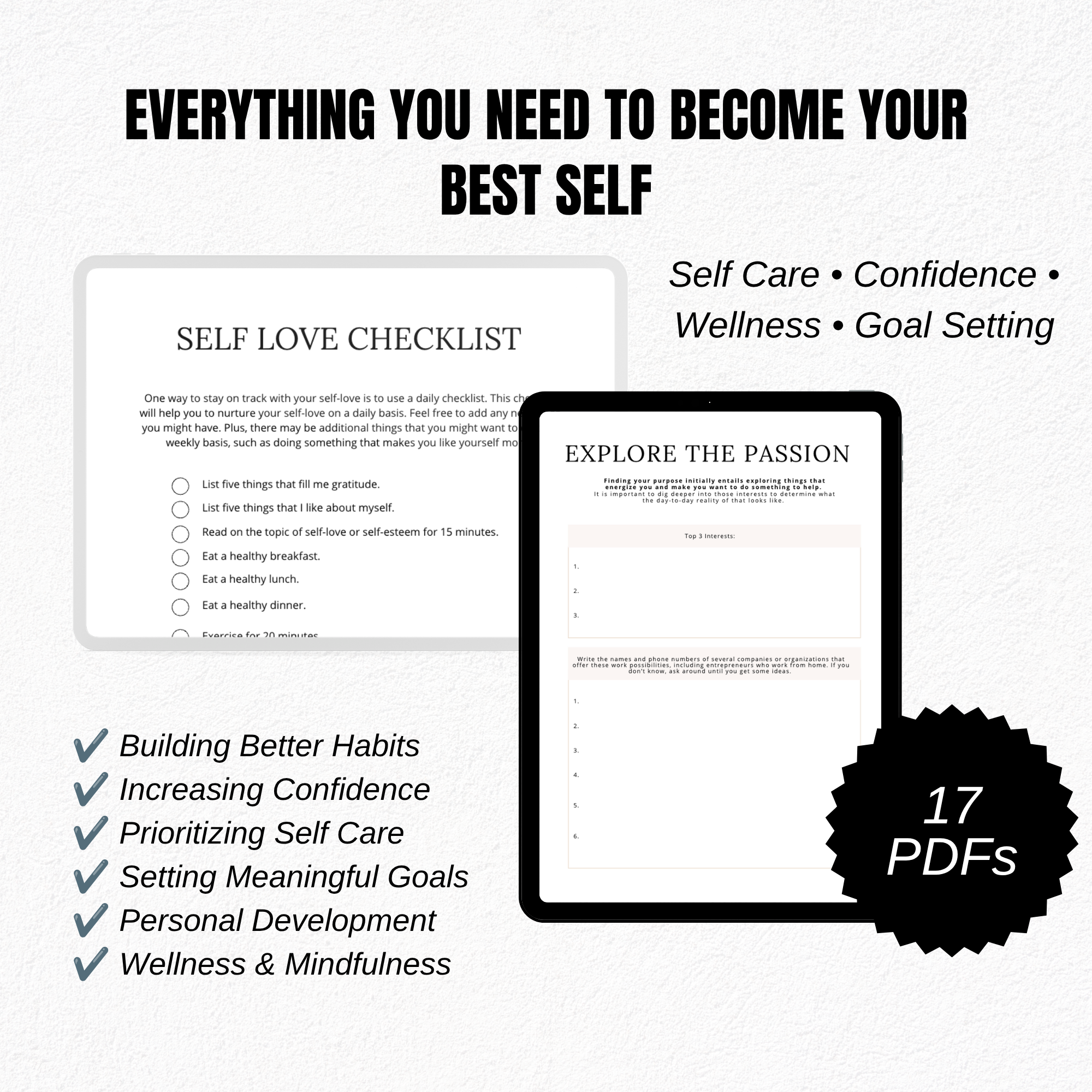 Ultimate Personal Growth Planner Bundle | Self Care, Self Love, Confidence, Goal Setting & Wellness Printables