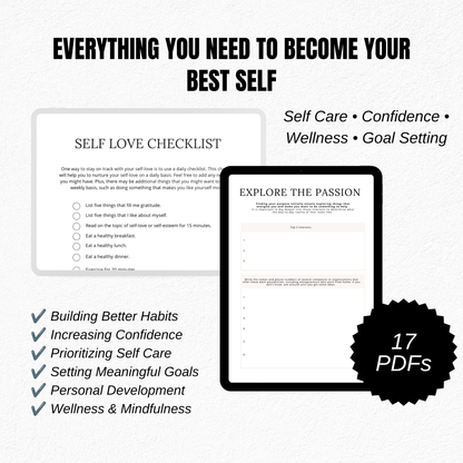 Ultimate Personal Growth Planner Bundle | Self Care, Self Love, Confidence, Goal Setting & Wellness Printables