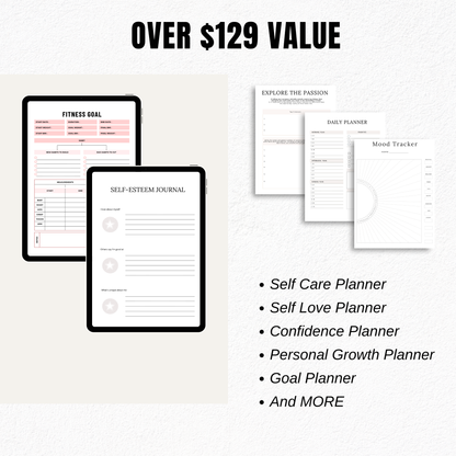 Ultimate Personal Growth Planner Bundle | Self Care, Self Love, Confidence, Goal Setting & Wellness Printables