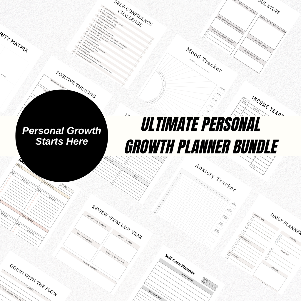 Ultimate Personal Growth Planner Bundle | Self Care, Self Love, Confidence, Goal Setting & Wellness Printables