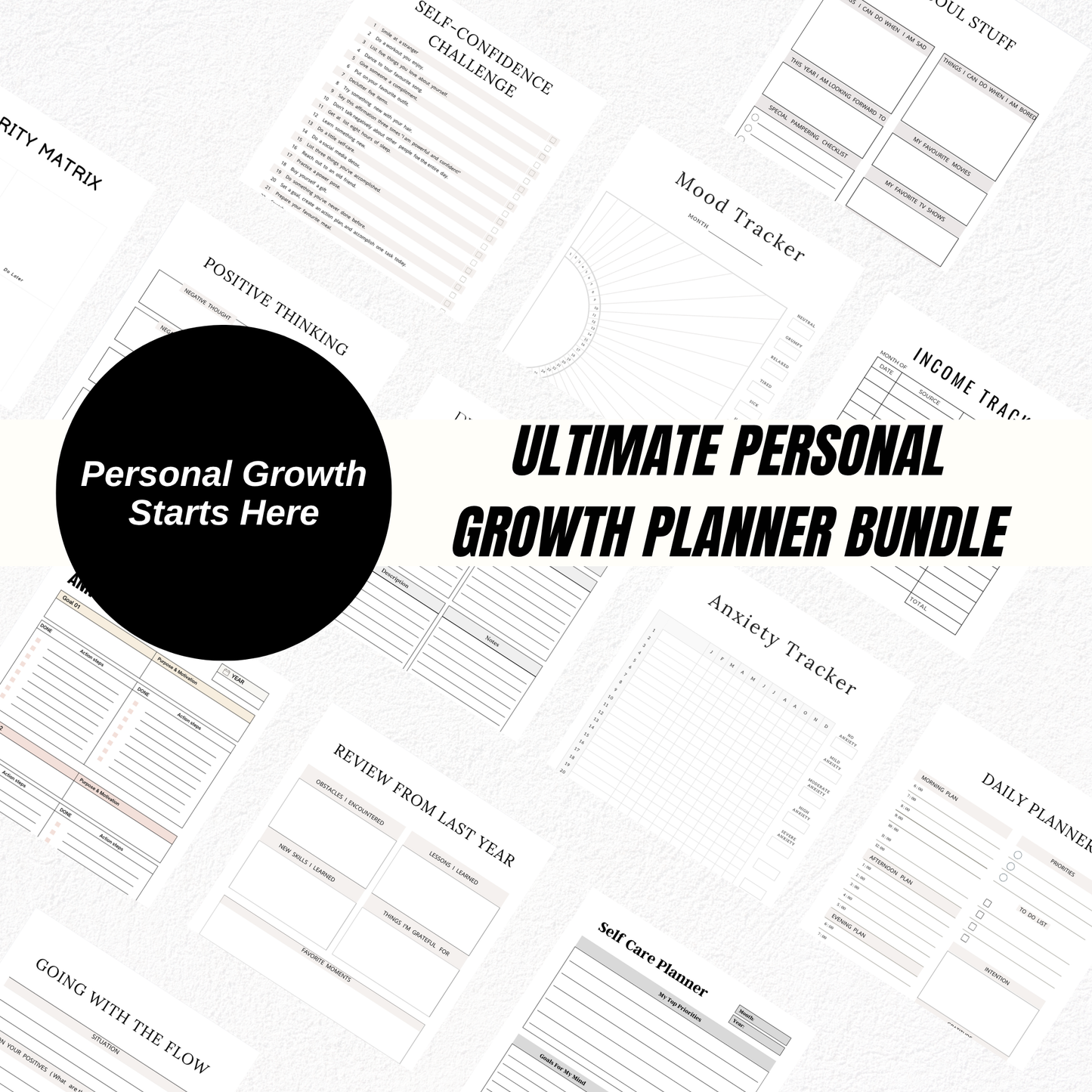 Ultimate Personal Growth Planner Bundle | Self Care, Self Love, Confidence, Goal Setting & Wellness Printables