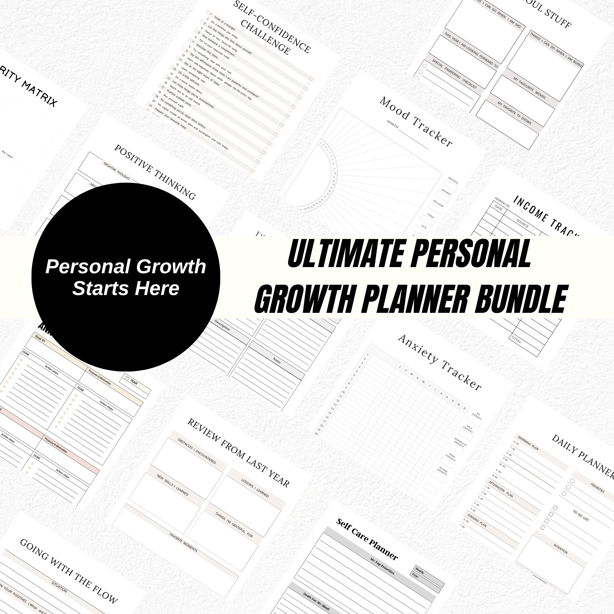 Ultimate Personal Growth Planner Bundle | Self Care, Self Love, Confidence, Goal Setting & Wellness Printables