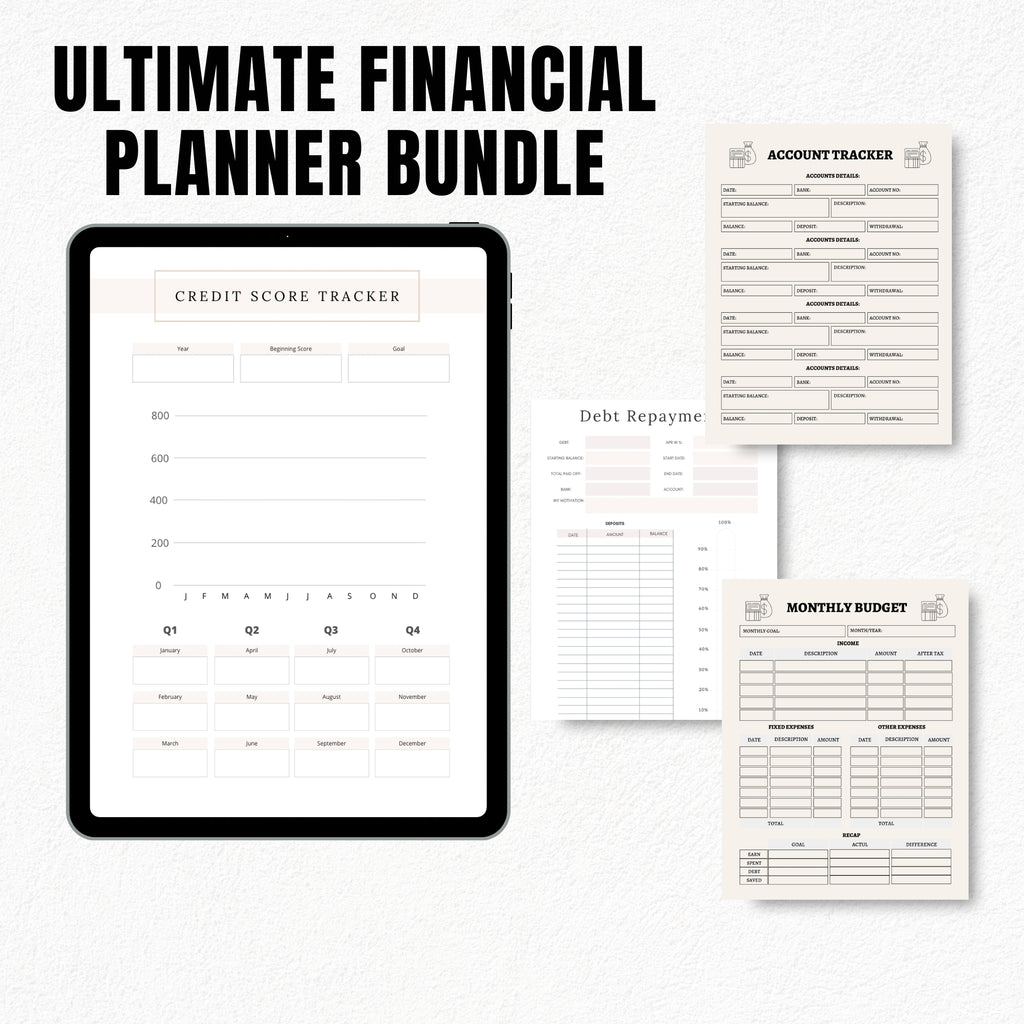 Ultimate Financial Planner Bundle | Budget Tracker, Debt Payoff, Savings Challenge & Money Management Printables
