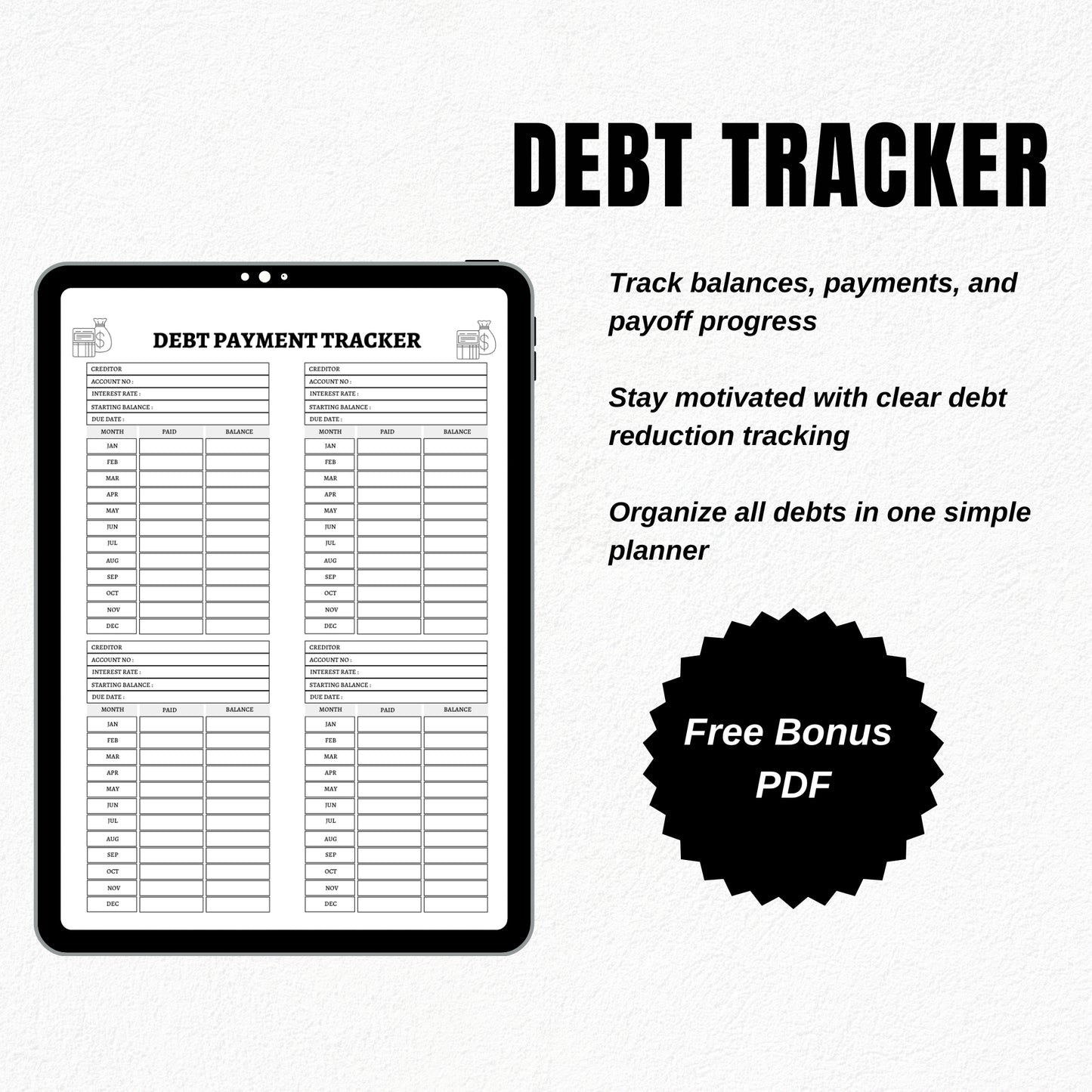 Ultimate Financial Planner Bundle | Budget Tracker, Debt Payoff, Savings Challenge & Money Management Printables