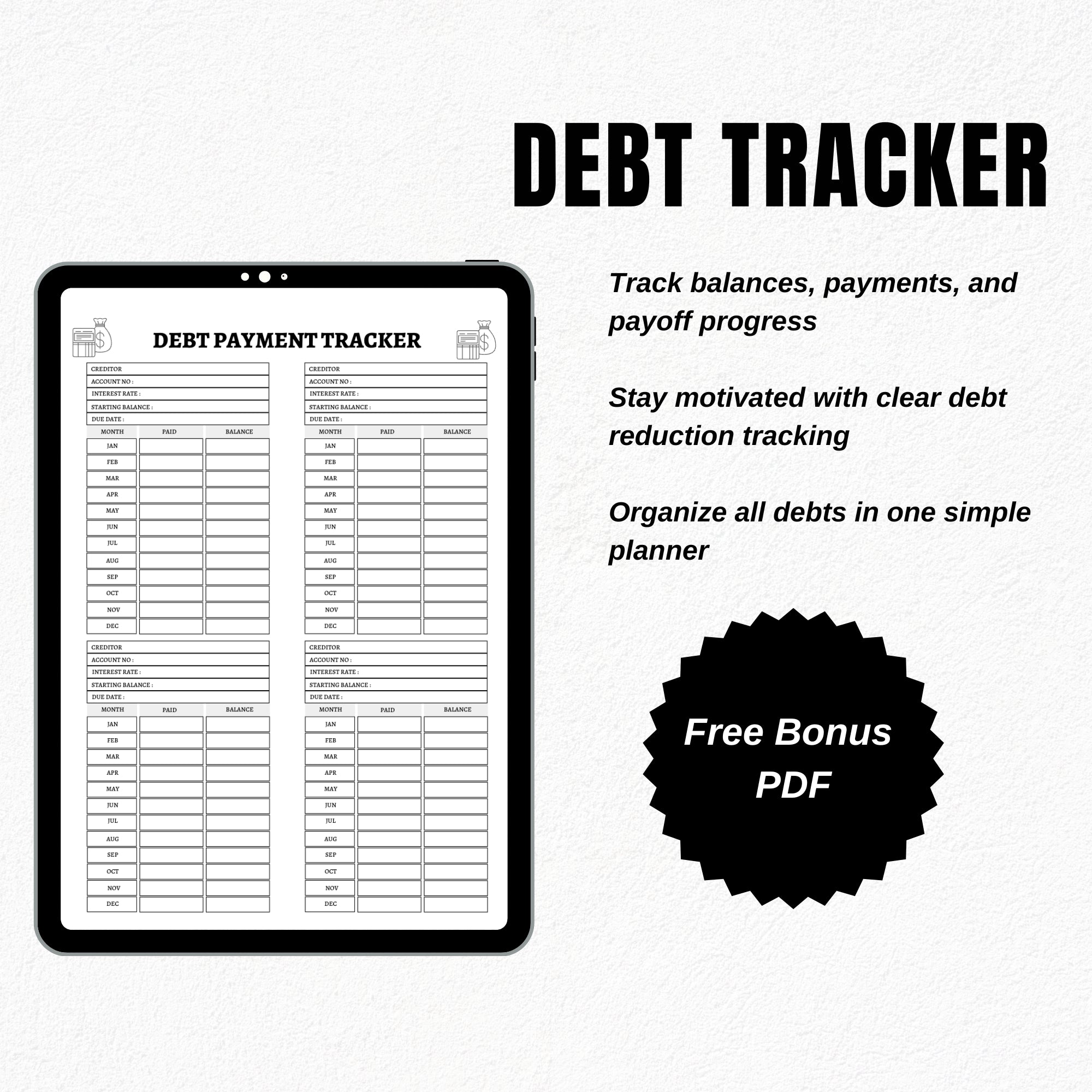 Ultimate Financial Planner Bundle | Budget Tracker, Debt Payoff, Savings Challenge & Money Management Printables