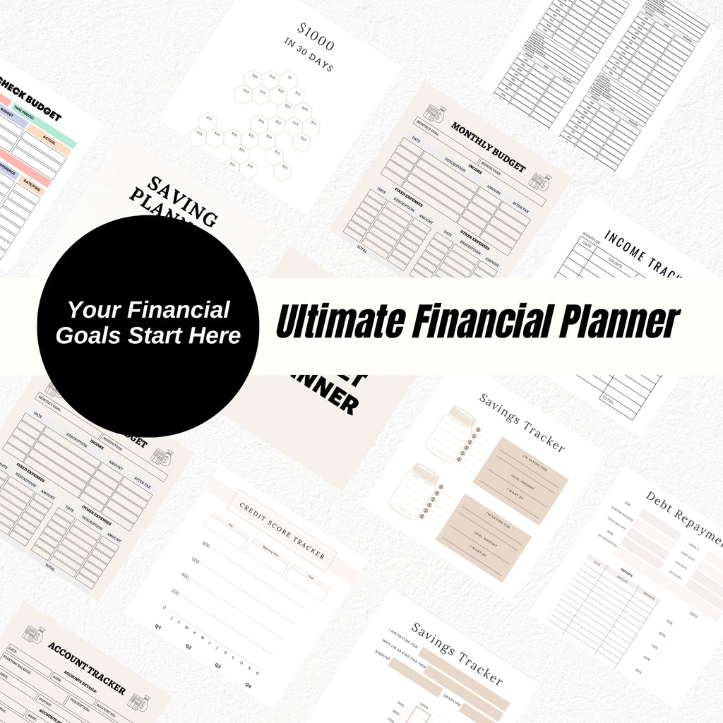 Ultimate Financial Planner Bundle | Budget Tracker, Debt Payoff, Savings Challenge & Money Management Printables
