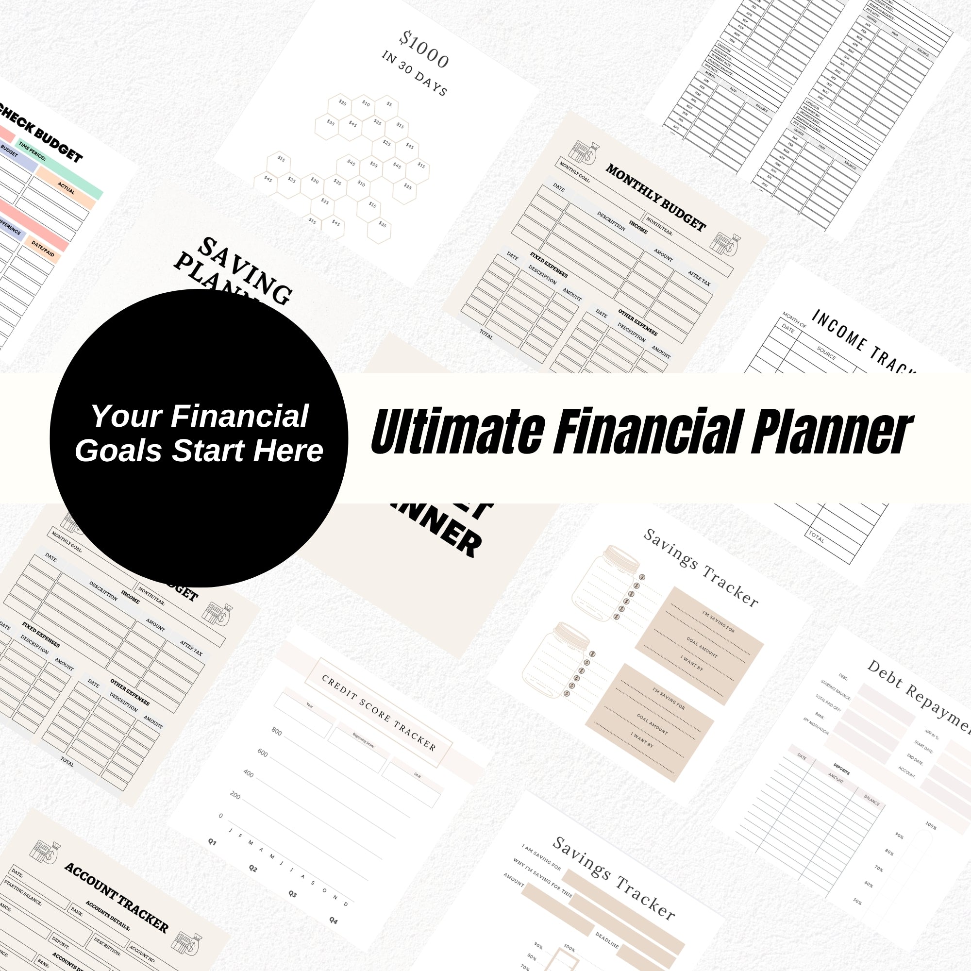 Ultimate Financial Planner Bundle | Budget Tracker, Debt Payoff, Savings Challenge & Money Management Printables